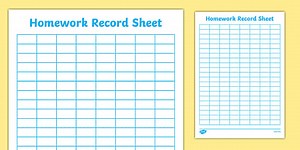 Editable Homework Record Chart
