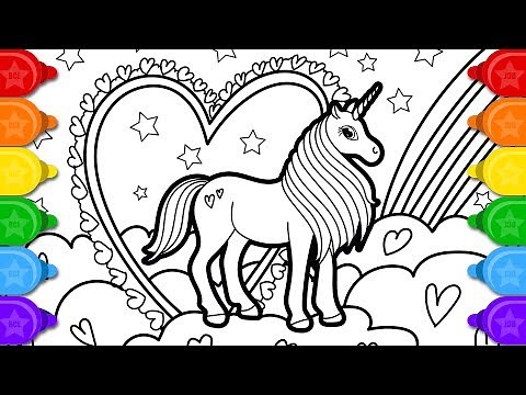 🦄 Glitter Unicorn Coloring for Kids ✨ | Rainbow Art with Markers | Birthday Candyland 4K