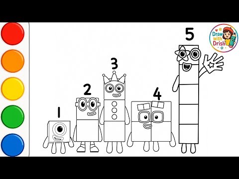 Numberblocks 1 to 5 Coloring for Kids | Easy Drawing & Coloring Numbers from Numberblocks