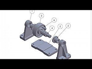 Solidworks Design and Assembly of (Support/Bush/Pulley/Shaft/Base/Key)