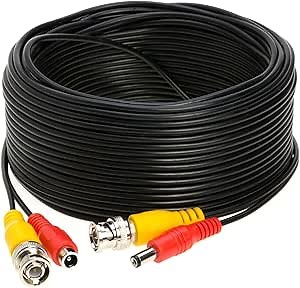 Cables Direct Online 100FT Black Premade BNC Video Power Cable Extension Wire for CCTV, Security Camera, DVR, Surveillance System, All in One Plug & Play Cord