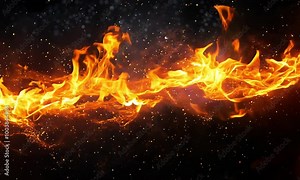 Translucent fire flames and sparks with horizontal repetition on transparent background. For used on dark s. Video Stock Video