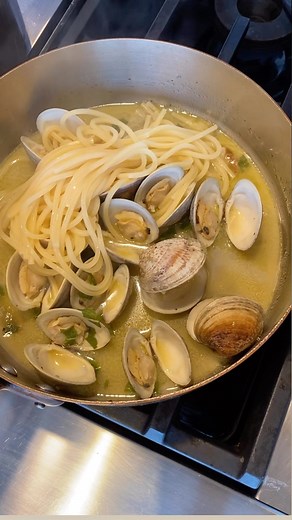 Pasta is great with seafood, especially clams. Cook clams until their shells open. By adding al dente pasta to the pot you let the pasta absorb some of the flavor. Recipe: This dish sautéed the clams in butter, seafood broth (or clam juice) roasted garlic, and a pinch of red pepper flakes. Drop the Al dente pasta into the pan with the cooked clams and give it a good mix. Garnish with olive oil, rosemary flowers and sage leaves—or just a sprinkle of Italian seasoning will do. How do you prepare c