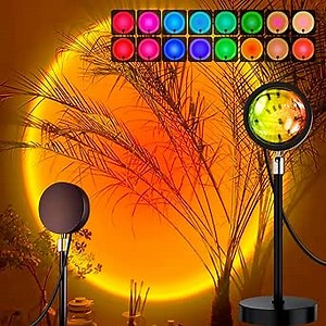 Sunset Projector Sun Lamp with Remote - 16 Color Changing Sunrise Mood Atmosphere Lamp for Bedroom