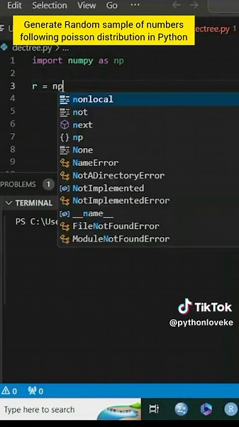 Generate Random Sample of Numbers Following a Poison Distribution in Python #pythonprogramming #coding