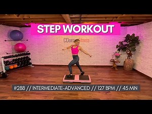 STEP AEROBICS WORKOUT- SLOWER PACE INTERMEDIATE TO ADVANCED STEP CHOREOGRAPHY #288