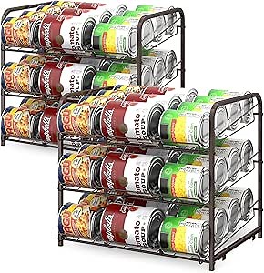 Vrisa Can Organizer Stackable Can Dispenser for Food Storage Can Rack Organizer for Pantry Cabinet Countertop Holds Up to 72 Cans Rustic Brown 2 Pack