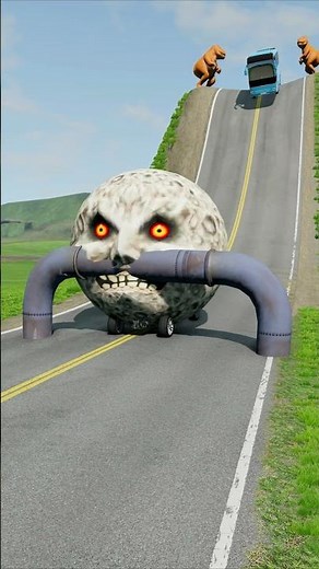 Long Colourful Buses vs Low Pipe - BeamNG.drive #shorts #beamngdrive #bus