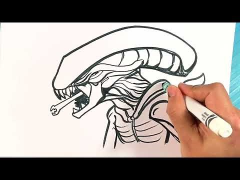 EASY How to Draw ALIEN XENOMORPH