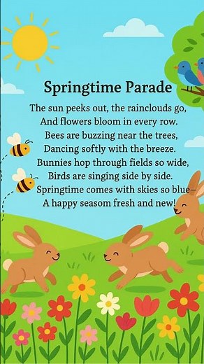 Springtime Parade | Easy 8-Lines Poem to Memorize | kidsandquotes
