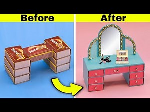 DIY Mini dollhouse makeup table from matchbox || How to make miniature table with matchbox