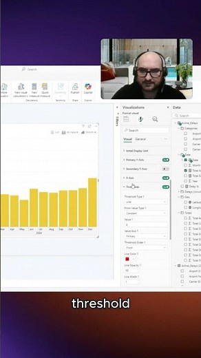 How to Create Thresholds in a Power BI Timeline Chart for Analyzing Flight Delays #powerbicharts