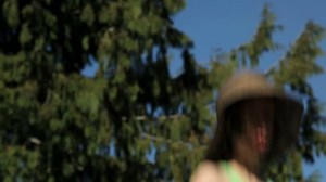 Young girl on a trampoline