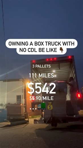 owning a box truck with no CDL be like 👇🏾 a few pallets, 111 miles, $542, $4.90 a mile 😤 Keep your eyes on the board for the good loads 👀 I use Amazon Relay for 90% of my loads. It’s the most reliable load board. Consistent rates. Consistent lanes. And consistent checks 💰 Load boards like DAT for other good loads! If you want to learn more about getting started with your own box truck, dm me the word “READY” and I will send you more information on my Blueprint- a step by step comprehensive 