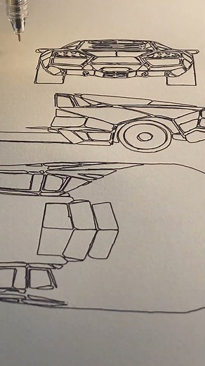 Lamborghini Revuelto Blueprint Drawing – So Precise! ✍️📐