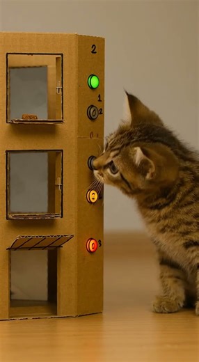 “Cat Calls the Elevator! 😼⬆️⬇️ Genius Button Skills!”