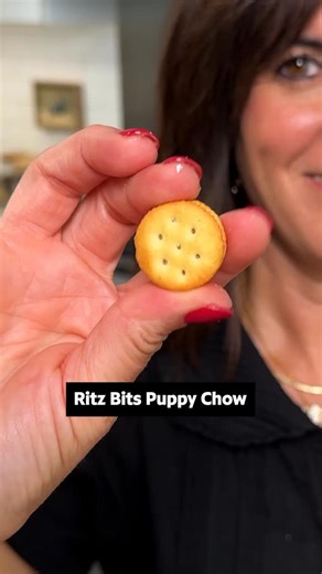 Using cereal to make puppy chow is soooo last year! 🥱 Meet your new favorite snack: Ritz Bits Puppy Chow. 🐶 We can’t get enough of it, and neither will you! Get the full recipe down below or at the link in the @allrecipes bio. 🔗 Ingredients: 1 cup chocolate chips 1/2 cup creamy peanut butter 1/4 cup butter 1/2 cup powdered sugar 1 (8.8 ounce) boxes Ritz Bits Directions: Line a baking sheet with parchment paper. Combine chocolate chips, peanut butter, and butter in a sauce pan over low heat. H