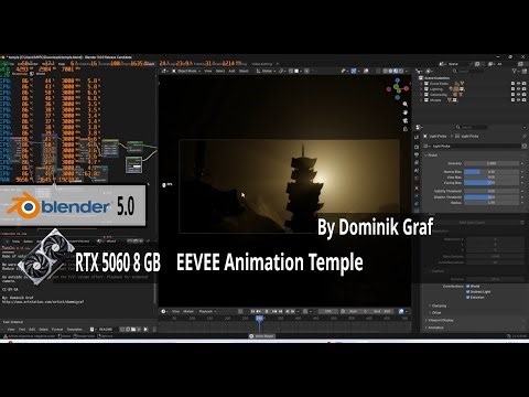 Blender 3D Benchmark Test NVIDIA RTX 5060 8GB Animation EEVEE Temple by Dominik Graf