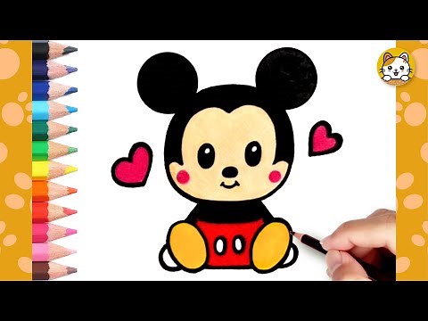 Cute Mickey Mouse Drawing Super Easy | How to draw a Cute Mickey Mouse | Coloring Pages For Kids