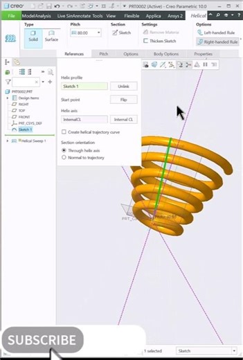 Creo Helical Sweep – Thread & Spiral Made Easy! 🧵