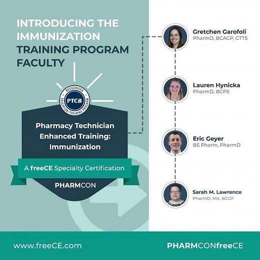 freeCE Florida Pharmacy Technician Immunization Specialist Program