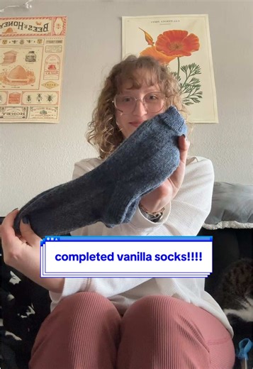 I finished my socks ‼️‼️‼️ thank you crazy sock lady on youtube, highly recommend everyone try the vanilla sock tutorial 🙂‍↕️🙂‍↕️🙂‍↕️ #vanillasock #knitting