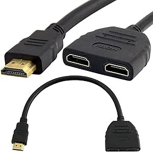 KUJOBUY HDMI Male to Dual Female 1 to 2 Way Splitter Adapter Cable for Dual Monitors Hub for Multiple Monitors Female Adapter HDMI Dual Monitor Adapter for LCD TV