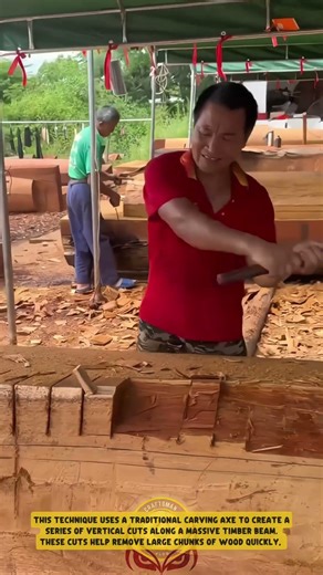 Manual Tree Splitting Process using Traditional Axe - Good Tools and Machinery in Daily Work
