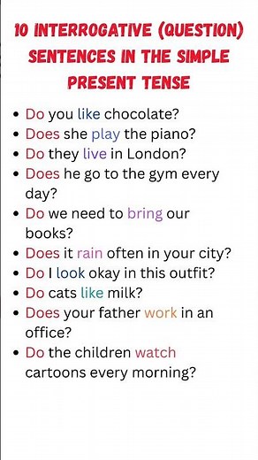 10 Question Sentences in Simple Present Tense | English Grammar Practice for Beginners