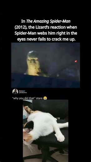 In The Amazing Spider-Man (2012) the Lizards reaction when Spider-Man webs him right in the eyes