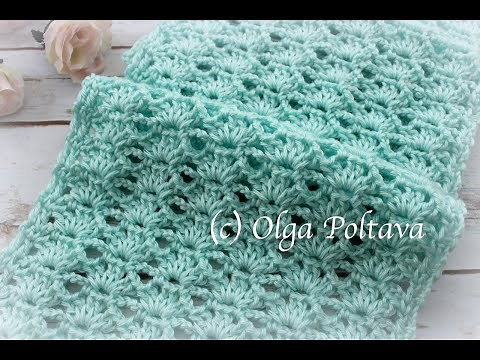 How to Crochet Easy Lacy Shells Scarf, Crochet Video Tutorial
