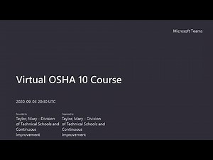 Virtual OSHA 10 Course