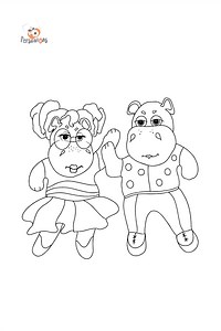 Dancing Hippos (hard) coloring page ♥ Online and Print for Free!
