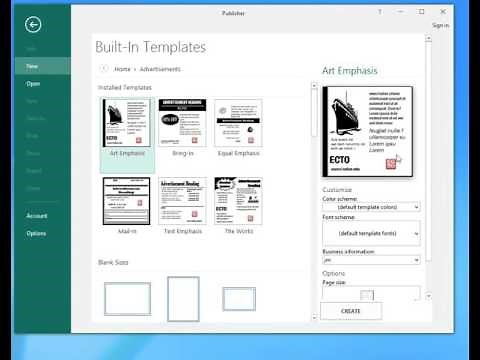 Microsoft publisher 2016 tutorial 01- Add and edit personal and company information