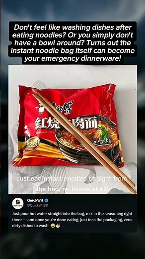 Genius Life Hack: Eat Instant Noodles Straight From The Bag, No Bowl Needed! 😂🍜