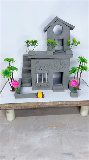 Cutest Mini Clay House ✨💗 | Satisfying Clay Art #pritaart #mudhouse #clayart