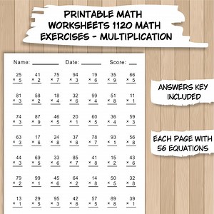 20 Printable Multiplication Worksheets – Two-digit by One-digit, Math Drills, Answer Sheets Included - Etsy