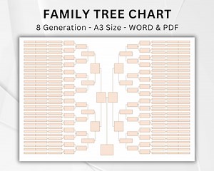 Family Tree Chart 8 Generation Printable, Genealogy Pedigree Template, Ancestry Tree, Family History Chart, Instant Download (PDF & Word) - Etsy