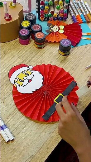 ✨ DIY Paper Accordion Santa 🎅 | Easy Christmas Craft for Kids & Beginners | Free Printable Template