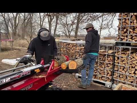 Lowe’s Performance Pro 32 ton Splitter Splitting Cherry!