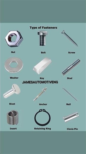HOW FASTENERS WORK AND TYPES OF FASTENERS #jamesautomotiveeng #automotive