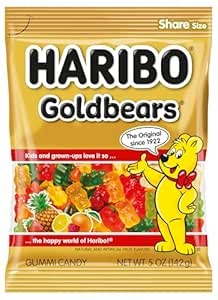 HARIBO Goldbears, Gummi Candy, 5 oz Bags (12 Packs) Assorted Flavors