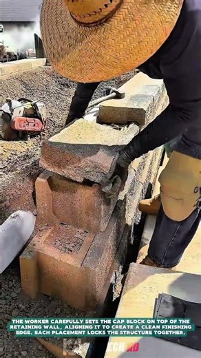 Installing Retaining Wall Cap Blocks – Satisfying Jobs and Machinery in the World