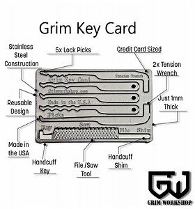 Grim Key Card |Credit Card Lock Pick Set | Lock Pick card