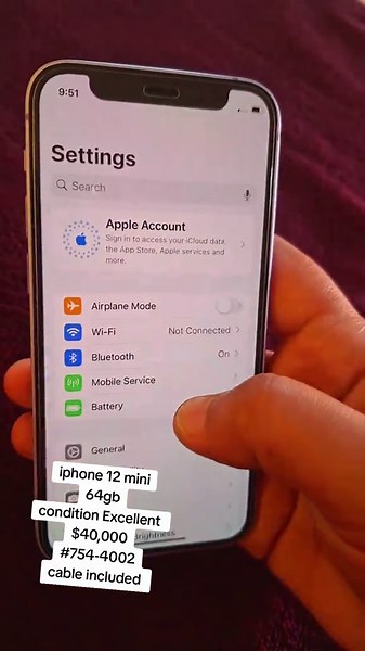 iphone 12 mini 64gb condition Excellent $40,000 #754-4002 cable included