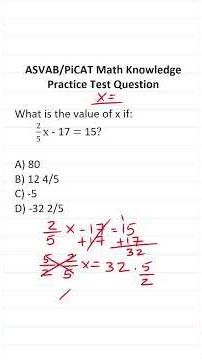 Solving Equations: ASVAB/PiCAT Math Knowledge Practice Test Question #acetheasvab with #grammarhero