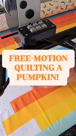 Pumpkin season meets quilting season! 🧡 In this sneak peek from my brand new free class, Strip by Strip, I’m showing you exactly how to free-motion quilt this cute pumpkin — all hand-guided, no rulers! Want to join the fun? Comment PUMPKIN below, and I’ll send you the info! 🎃 | Piece N Quilt
