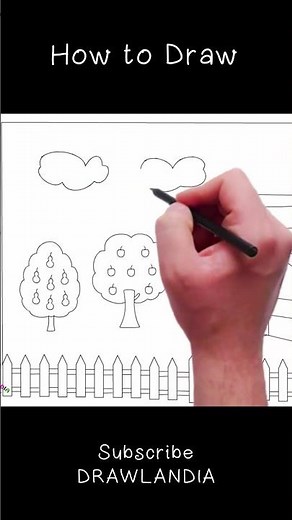 How to Draw a Beautiful Garden for Kids | Step-by-Step Art Tutorial