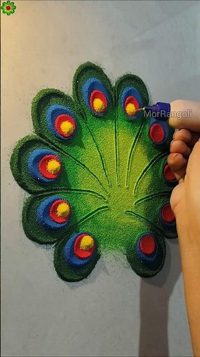 Beautiful Peacock Rangoli Design Easy #rangolidesigns #rangoli #shorts