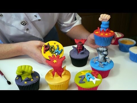 Spiderman, Superman, Batman, Incredible Hulk - Superhero Cupcakes - Cake Craft World Video 8